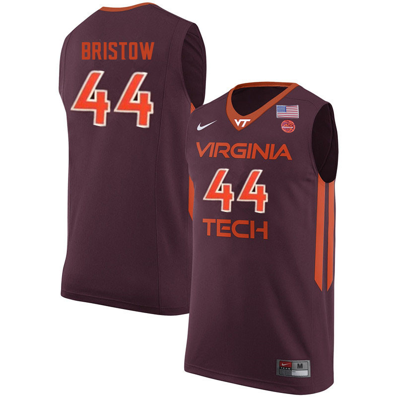 Men #44 Allan Bristow Virginia Tech Hokies College Basketball Jerseys Sale-Maroon